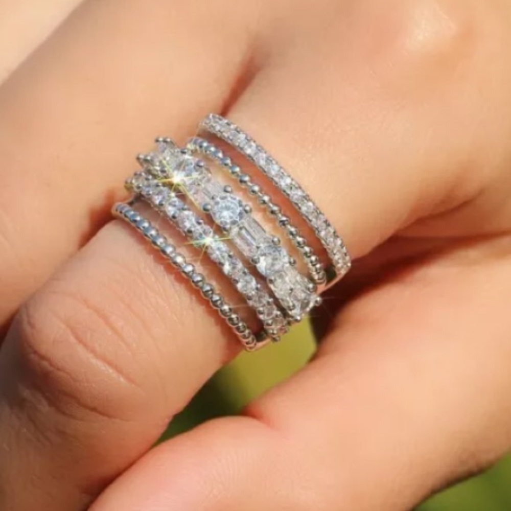 Sterling silver multilayered ring - Picture 1 of 5